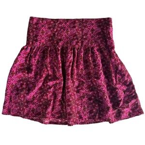 Hollister Women's Smocked Waist Mini Skirt Hot Pink Red Medallion Print Flowy XS